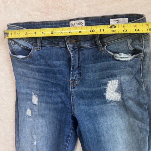 Buffalo David Bitton Faith Mid Rise Kick Flare Stretch Jeans Zip Blue Cotton 30 - Picture 14 of 16